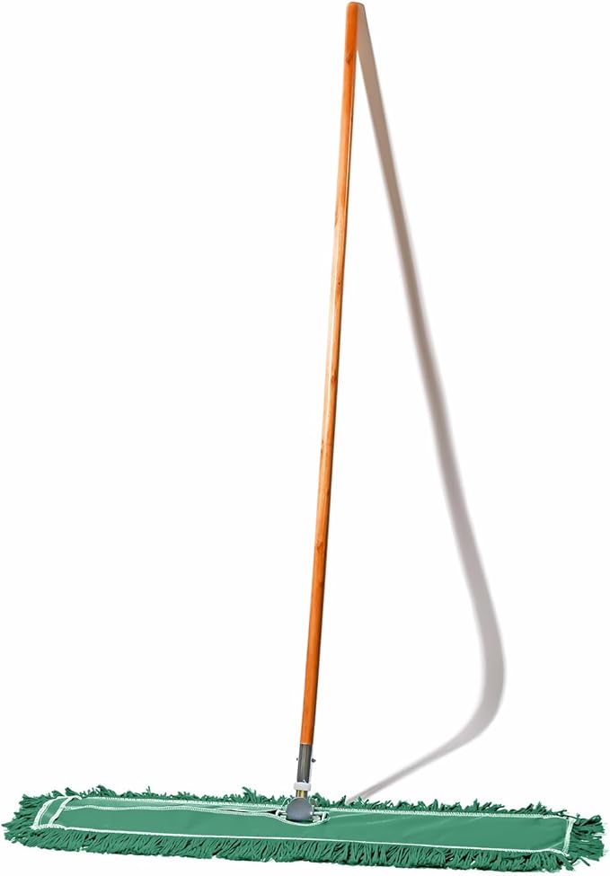 36 Inch Green Commercial Dust Mop &amp Floor Sweeper – Wood Handle Floor Mop for Tile Hardwood &amp Concrete