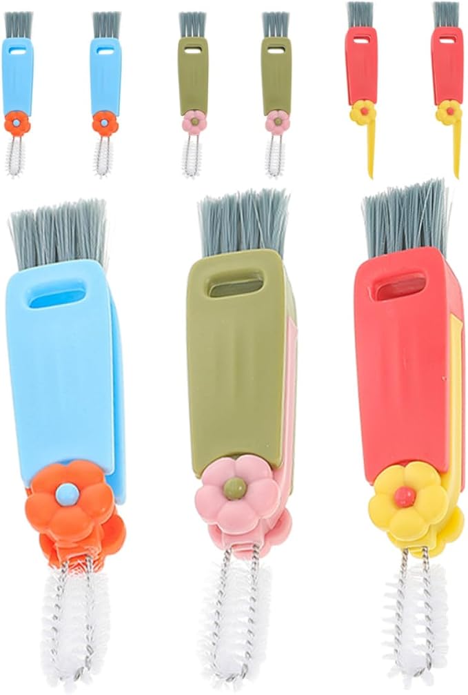9pcs Bottle Cleaning Brush Set with Small Flower Petal Design Lightweight Bottle Scrubber and Water Cup Brush for Feeding Portable for Home and Travel Use
