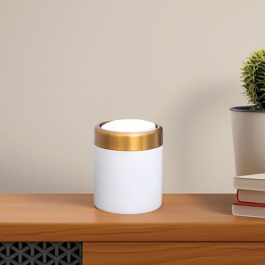 Mini Stainless Steel Trash Can with Lid Small Countertop Wastebasket for Bathroom Bedroom Kitchen 304 Stainless Steel Round Dustbin Compact Desktop Garbage Bin