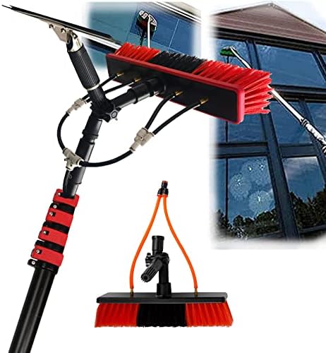 Glass Cleaning Brush Household Water Supply Telescopic Pole Kit Solar Panel Rotating Brush Solar Photovoltaic Panels18FT-36FT Hydro Telescopic Brush Window Cleaning Rod Extendab