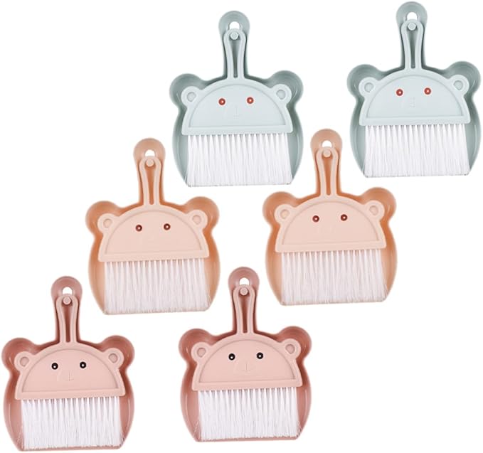 Mini Broom and Dustpan Set 6pcs Handheld Desktop Sweeper Dustpan for Table Cleaning Small Dust Pan and Brush Combo for Home Office and Pretend Play