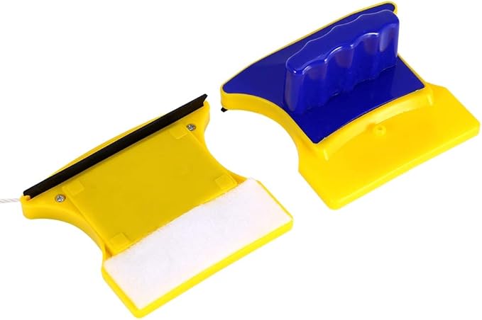 Square Shape Double Side Magnetic Glass Cleaner Wiper with 2 Extra Cleaning Cotton for Window