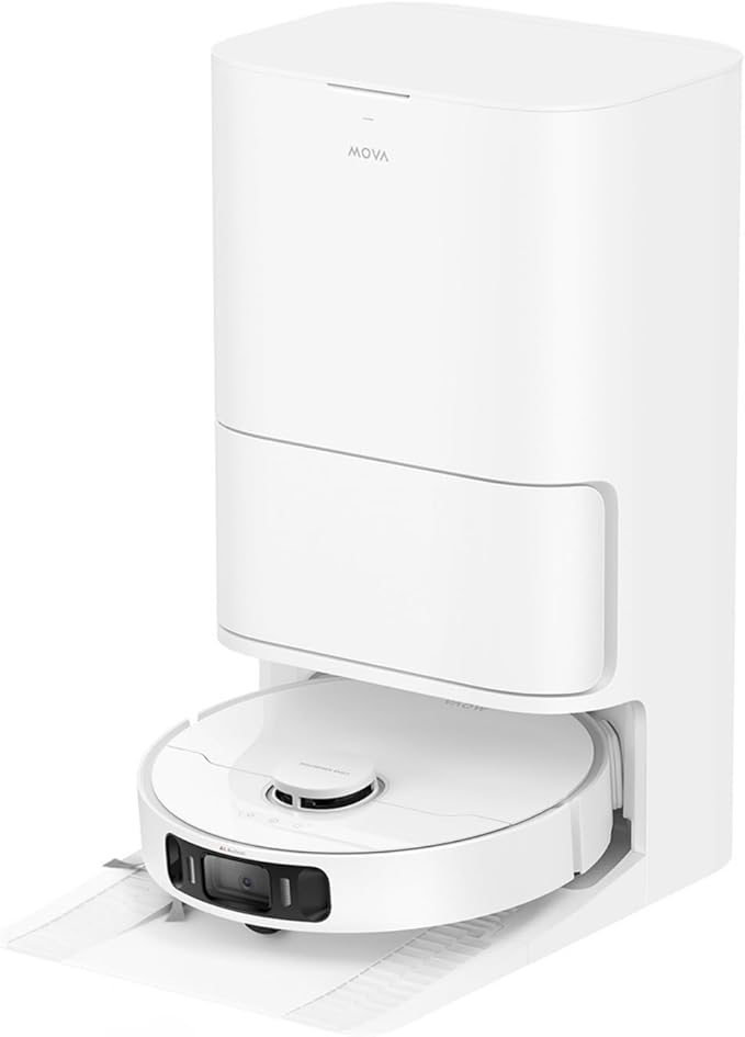 Mova S20 Ultra Robot Vacuum and Mop Combo with Dual Roller Brush 8300Pa Suction 140℉ Hot Water Mop Self-Washing &amp Drying Mop Auto-Lift for Carpet Self-Empty Self-Refilling Voice &amp App Co