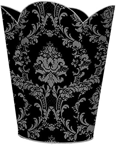 Marye-Kelley WB1273 - Black &amp Grey Damask Wastepaper Basket