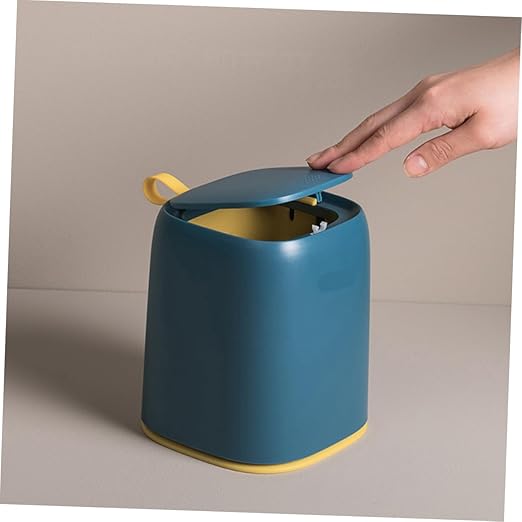 Mini Portable Garbage Bin with Press Cover for Office and Home Odor Sealing Trash Friendly Material Compact Waste Basket for Car Desk and Living Room Use
