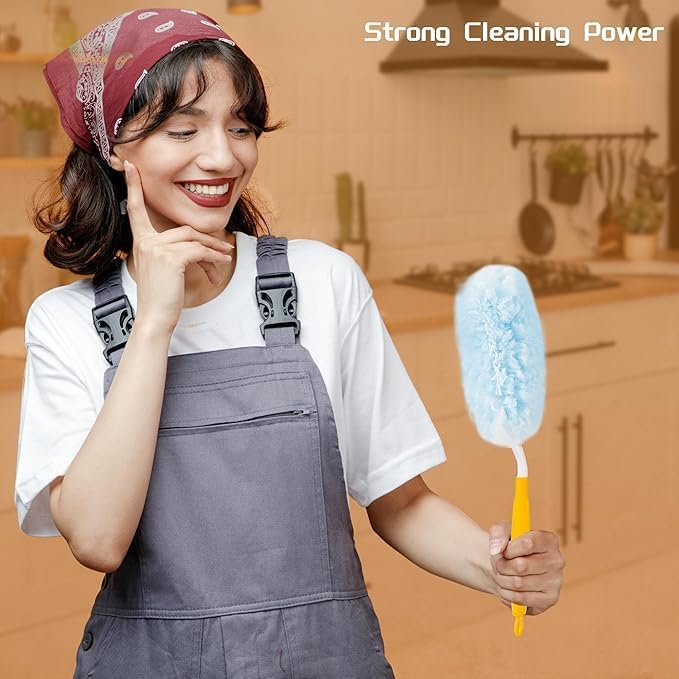 40 Count Duster Refills Compatible with Swiffer Dusters 360° Heavy Duty Duster Refills with 2 Handle for Cleaning Furniture Blinds Ceiling Fans