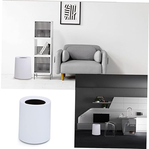 PRETYZOOM Household Wastebasket Frosted Open Trash Can for Bedroom and Living Plain Color Design for Office and Conference Rooms