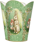 Marye-Kelley WB1751-Easter Bunny on Mint Damask Wastepaper Basket