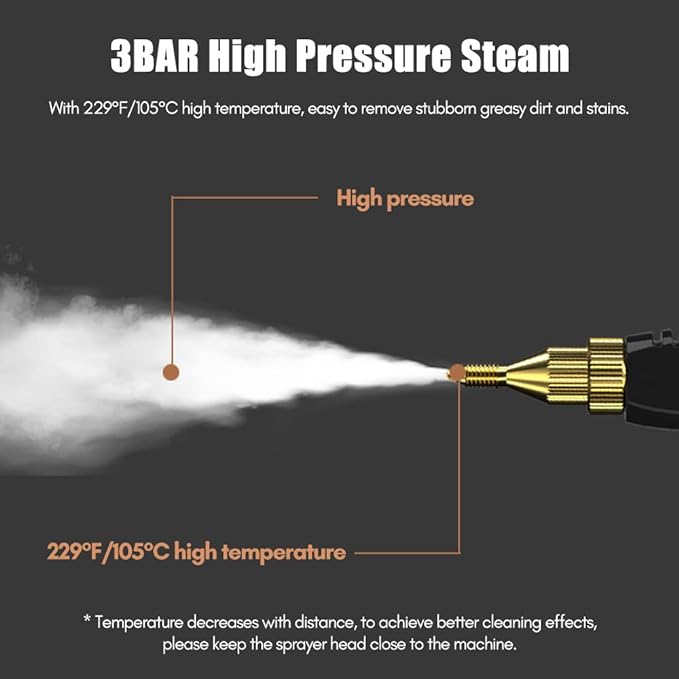 Matybobe 2500W Portable Handheld Steam Cleaner High Temperature Pressurized Steam Cleaning Machine with Brush Heads for Kitchen Furniture Bathroom Car