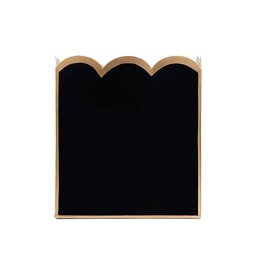Jaye's Studio Gracie Scarlett Scalloped Baskets Black Waste Basket for Bathroom Office &amp Bedroom Trash Can Decorative Metal Magazine Holder Rectangle Garbage Can for Modern Home Decor 7”x10”x7