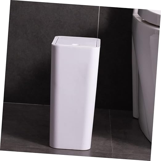 Small Trash Can with Lid Plastic Waste Basket for Bathroom Kitchen Office Compact Design for Narrow Spaces Reliable Trash Container for Home