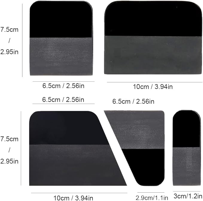PPF Squeegee Kit 5 in 1 Anti-Scratch Soft TPU Scraper for VinylSmall Tint Squeegee Water Blade Scraper for Paint Protection FilmVinyl Wrap Window Tint Tools (Black)