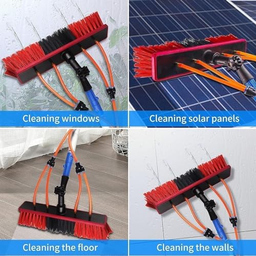 Glass Cleaning Brush Home Water Fed Telescopic Pole Kit Solar Panel Brush Rotating for Photovoltaic PanelSolar Panel Cleaning Brush Adjustable Water Fed Pole Cleaning Kit Water Fed Solar