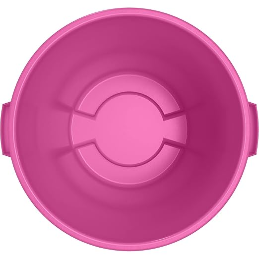SPARTA Bronco 32 Gallon Trash Can Thick Polyethylene Bin NSF Certified Waste Container with Top Handles Bottom Handholds Reinforced Base and Stackable LLDPE 32 Gallon Pink (Pack of 4)