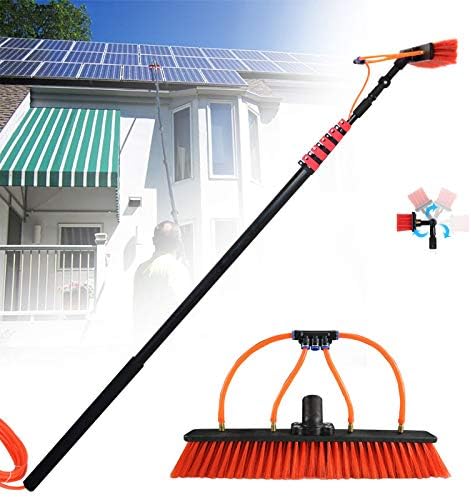 Glass Cleaning Brush Home Water Fed Telescopic Pole Kit Solar Panel Brush Rotating for Photovoltaic PanelWindow Cleaner Water Fed Pole Kit Solar Panel Cleaning Brush and Pole 3.6-11M Tele