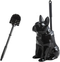Shar Pei Hideaway Toilet Brush Holder - Concealed Brush Storage Modern Black Ceramic Bathroom Organizer with Sturdy Brush &amp Foam Protection Dog Lover Gift