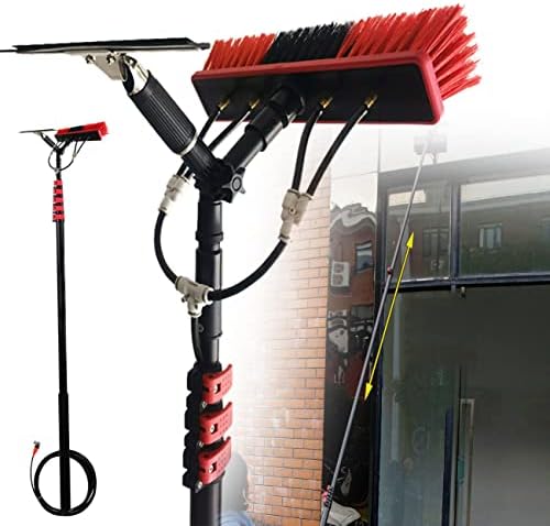 Glass Cleaning Brush Home Water Fed Telescopic Pole Kit Solar Panel Brush Rotating for Photovoltaic PanelProfessional 4M-12M Telescopic Window Washing Kit - Extendable Water Fed Brush Clean