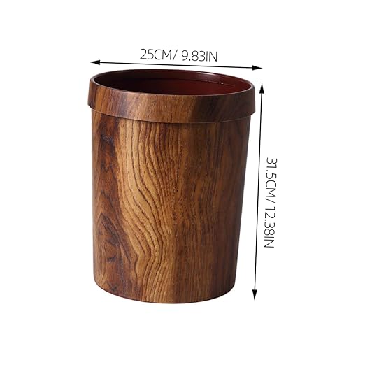 Unomor Plastic Waste Bucket Imitation Wood Grain Home Trash Can Bathroom Bedroom Wastebasket