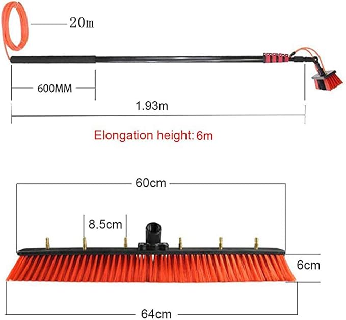 Water Fed Telespole Window Cleaning Extendable Brush Outdoor Window Solar Panel Cleaning High Window Cleaning Tools/6M