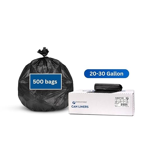 Inteplast 20-30 Gallon Heavy-Duty Black Trash Bags - 10 Mic 500 Ct