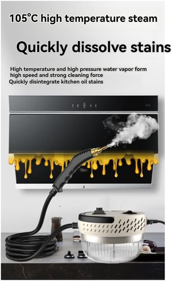 High Pressure and Temperature Steamer 2m Double-Layer Explosion-Proof Steam Pipe Leakage Protection Anti-Dry Burning Handheld Steam Cleaner B US Plug