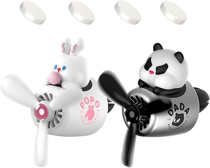 2 Pieces Car Air Fresheners Cute Bear Pilot Car Diffuser Propeller Air Outlet Vent Fresheners Suitable for Automotive Interior Decoration (Chubby)