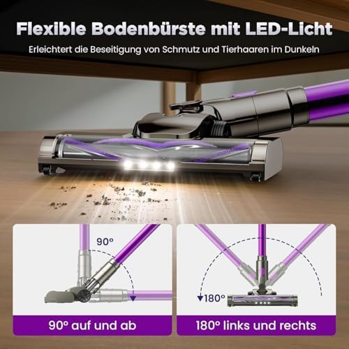 Cordless Vacuum Cleaner - 11000Pa Suction Power 45min Runtime Lightweight Handheld Design for Pet Hair &amp Carpets