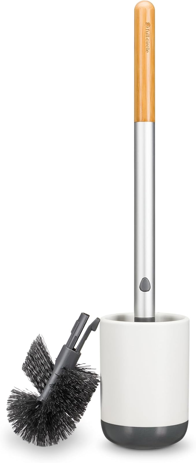 Full Circle Scrub Queen Bathroom Toilet Brush with Ceramic Holder and Instant-Dry Coating for Mold &amp Mildew Prevention More Hygenic Toilet Cleaning Scrubber Replaceable Head White