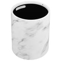 ABOOFAN Marble Design Small Trash Can Plastic Round Trash Can Bathroom Wastebasket Garbage Can Office Recycle Bin for Bathroom Bedroom Home Office White