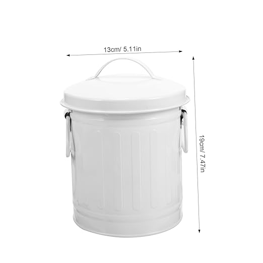 STOBOK Metal Desktop Storage Bucket Small Trash Can Lid Office Wastebasket for Living