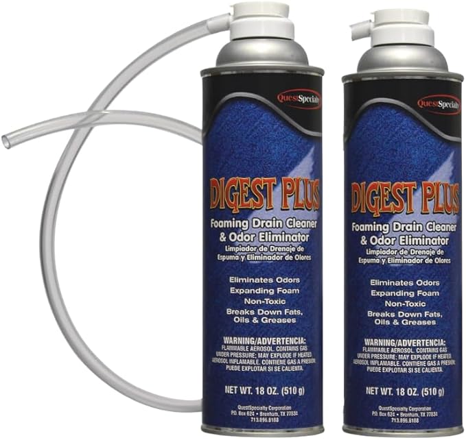Quest Specialty DIGEST PLUS Foaming Drain Cleaner and Odor Eliminator 2 count