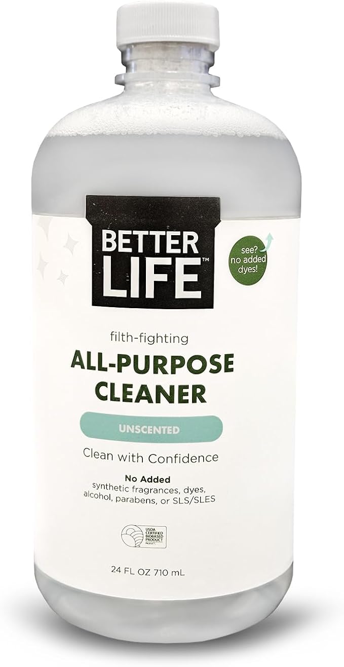 Better Life Bathroom Cleaner Tea Tree &amp Eucalyptus 32 Oz (2 Pack) + All Purpose Cleaner Unscented 24 Oz (1 Pack)