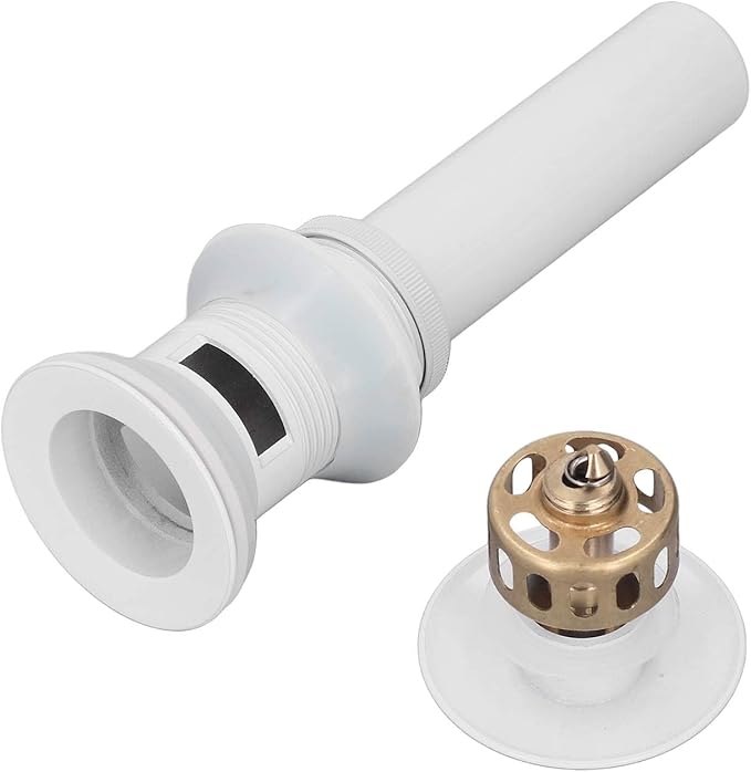 Pop Up Drain Stopper Press Bounce Deodorization Bathroom Sink Drain White for Home (With Hole)