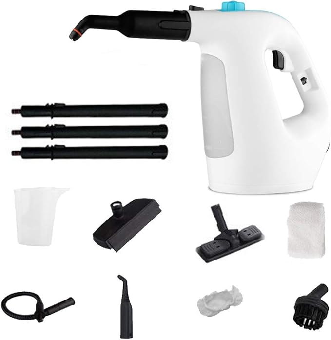CGOLDENWALL Steam Cleaner Handheld Pressurized High Temperature Cleaning Machine Chemical Free Steamer for Cleaning Floors Kitchen Toilet 1500W (White With floor brush)