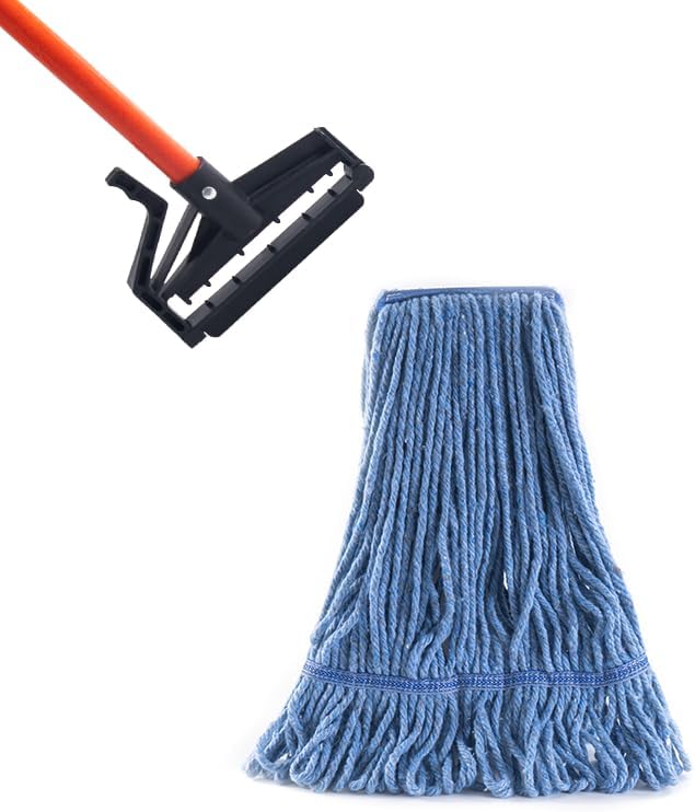 Matthew Easy Trigger Release Mop Handle 60 inch Metal Mop StickCommercial Mop Head Replacement Holder for Floor CleaningClip On Mop Handle Quick Change for Wet Mop Handle - 12Pack Red