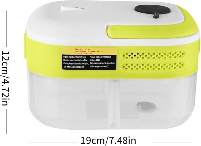1200W Portable Handheld Steam Cleaner for Car Quick Heat 105℃ High Temperature Machine with 1200ml Water Tank 3 Brush Heads and 7 Accessories Portable for Home (US Plug)