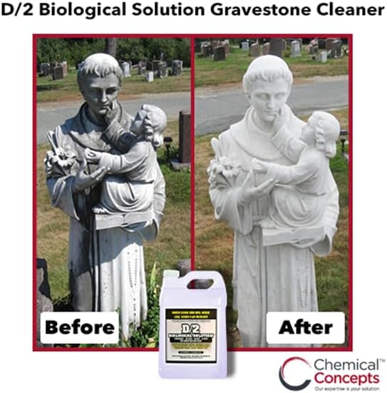 D2 Biological Solution - 1 Gallon - Professional-Grade Cleaner for Mold Mildew Algae Lichen - Non-Bleach pH Neutral Biodegradable - Stone Marble Concrete Headstones Monuments