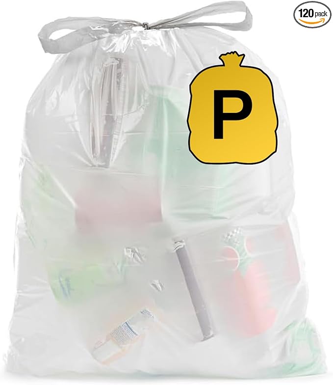 Ultrasac 13 Gallon 1.2 MIL White Drawstring Trash Bags - 24.25 x 31.5 - Pack of 120 - Fits simplehuman P