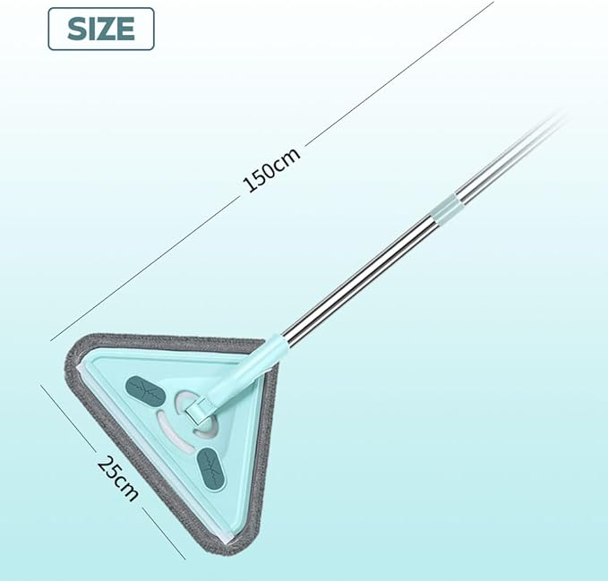 Multifunctional Triangle Mop 2024 New 360° Rotatable Adjustable Cleaning Mop Wet and Dry Triangular Window Squeegee Mop for Bathroom Floor Wall Bed Bottom Ceiling (Including 4 Cloth 1.5m)