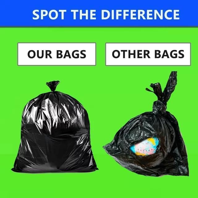55 Gallon Trash Bag 66 Count Garbage Trash Bags 2.0 Mil Heavy Duty 40 x 47 Large Black Plastic Trash Can Liners Huge for Construction Industrial Yard Outdoor Commercial