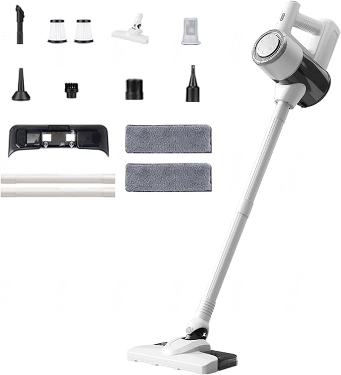 Lightweight Cordless Mop and Vacuum All in One 18Kpa 35mins Runtime Rechargeable Handheld Vacuum Cleaner All in One Vacuum Cleaner for Home for Kitchen Bedroom Living RoomWhite
