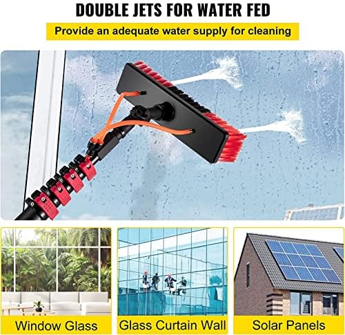 Glass Cleaning Brush Household Water Supply Telescopic Pole Kit Solar Panel Rotating Brush Solar Photovoltaic PanelsWindow Washing Kit with Extension Pole Telescoping Window Clea