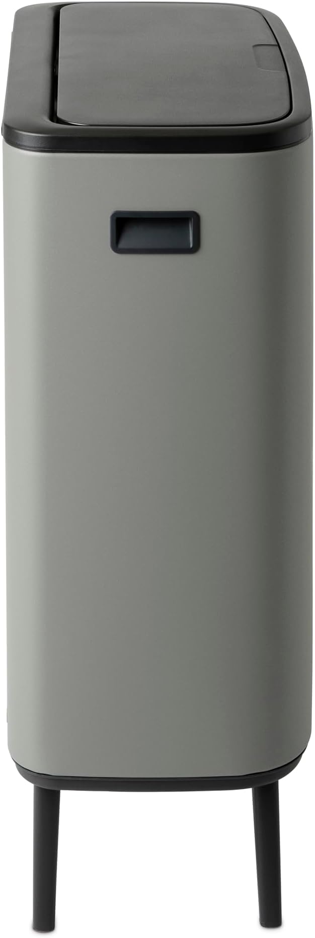 Brabantia Bo Hi Touch Top Kitchen Trash Can with Single Compartment &amp Raised Legs | Mineral Concrete Gray | 16 Gal Inner Bucket | Soft-Close Light Touch Opening Stay-Open Lid | + Trash Bags