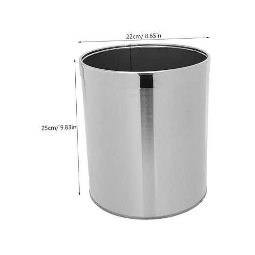 PRETYZOOM Stainless Steel Round Trash Can Lid Bathroom Kitchen Wastebasket Slim Design for Office and Home Easy to Clean Modern Garbage Bin