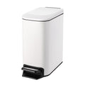 Cesun Small Bathroom Trash Can with Lid Soft Close Step Pedal 6 Liter / 1.6 Gallon Stainless Steel Slim Garbage Can for Bedroom Diaper Waste Basket with Removable Inner Bucket (White)