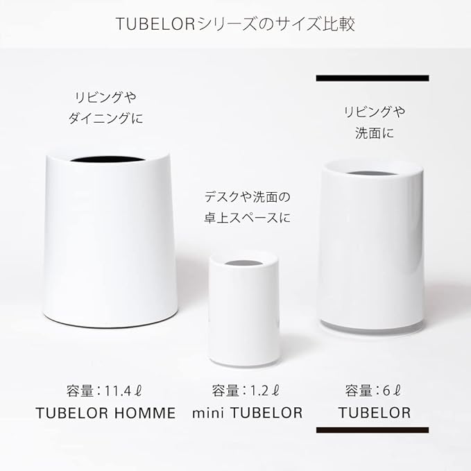 ideaco Round Trash Can 2.1 gal (6 L) Diameter 7.9 x Height 11.8 inches (20 cm) x Height 11.8 inches (30 cm) TUBELOR Light Blue (Tubular Light Blue)
