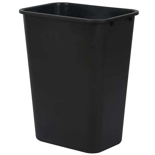 MARKSON 10 Gallon Plastic Rectangular Wastebasket Black