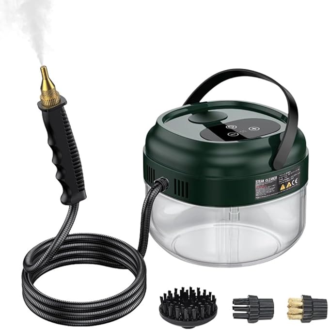 Pressurized Handheld Multi-Surface Steam Cleaner with 3 Brushes and Extended Rod for Home Portable DeepSteamer with 6 Gear Adjustable Digital Touch Screen 1500ml Water Tank for Kitchen