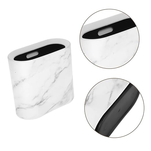 PRETYZOOM Marble Gap Trash Can Home Kitchen Bedroom Bathroom Wastebasket Elegant Design Space-Saving Suitable for Small Spaces