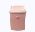 Pink Swing Lid Trash Can with Bow Decoration – Small Waste Bin for Bathroom Bedroom Office or Vanity – Compact Plastic Garbage Can with Smooth-Opening Lid (1 8L)